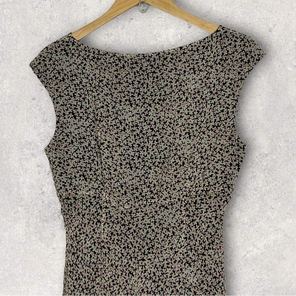 Dressbarn 100% Silk Floral Print Cap Sleeve Maxi Dress Size 12 V-Neckline Boho - Picture 6 of 10